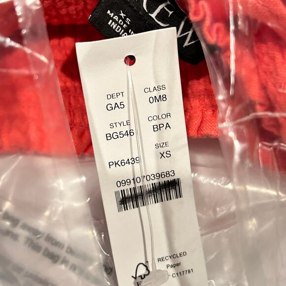 NWT J Crew Smocked Linen Skirt XS Guava Pink J.Crew BG546 90s Y2K - Picture 6 of 6